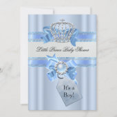 赤ちゃんシャワーボーイブルーリトルプリンスクラウンNEW 招待状 (正面)
