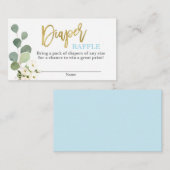 赤ちゃんシャワーボーイ緑の青いフローラおむつラッフル エンクロージャーカード (正面/裏面)