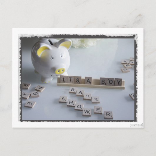 赤ちゃんシャワーボーイ葉書 インビテーションポストカード (正面)