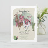 赤ちゃんシャワーボーイ |ラマ&サボテン |招待状 招待状 (スタンド正面)