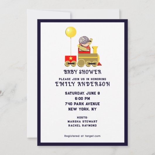 赤ちゃんシャワーボーイ 招待状 (正面)