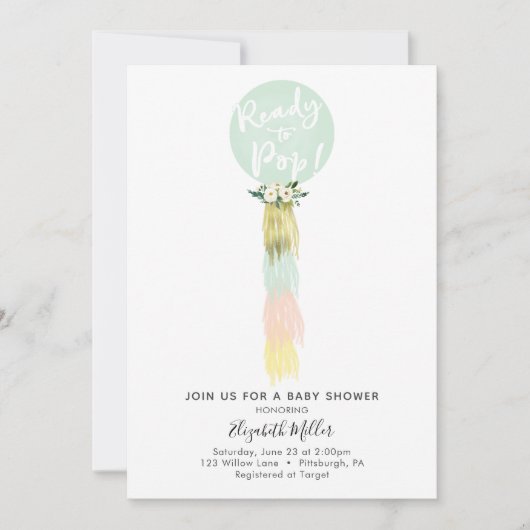 赤ちゃんシャワーポップ・アートのへの招待バルーン 招待状 (正面)