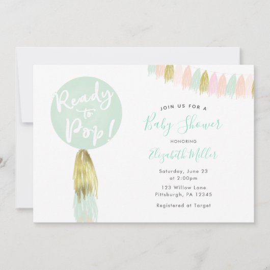 赤ちゃんシャワーポップ・アートのへの招待バルーン 招待状 (正面)