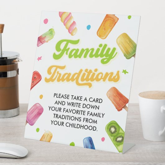 赤ちゃんシャワーポップ・アートのポスクル家族の伝統の準備ができて 台座サイン (インサイチュ)