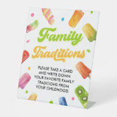 赤ちゃんシャワーポップ・アートのポスクル家族の伝統の準備ができて 台座サイン (正面)