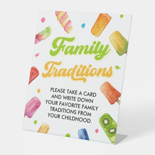 赤ちゃんシャワーポップ・アートのポスクル家族の伝統の準備ができて 台座サイン (正面)