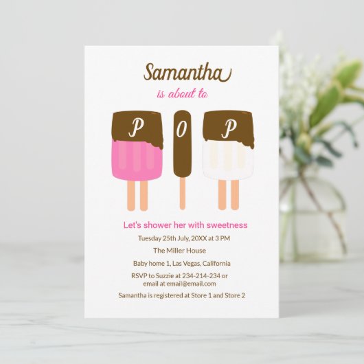 赤ちゃんシャワーポップ・アートの招待状 招待状 (スタンド正面)