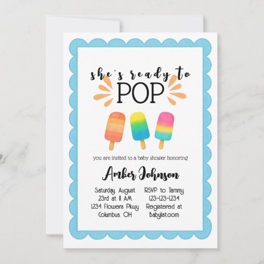 赤ちゃんシャワーポップ・アートの招待状 招待状 (正面)