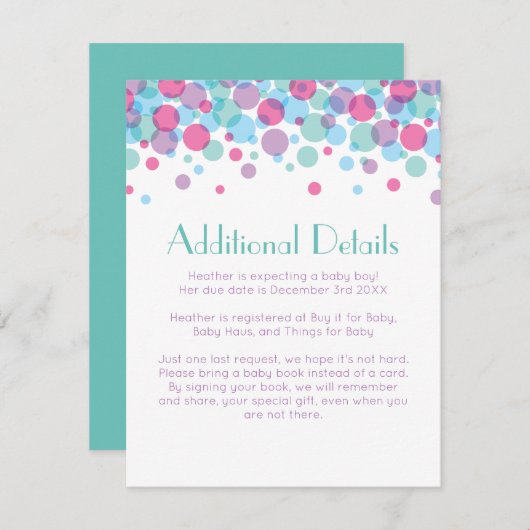赤ちゃんシャワーポップ・アートの水玉模様 エンクロージャーカード (正面/裏面)