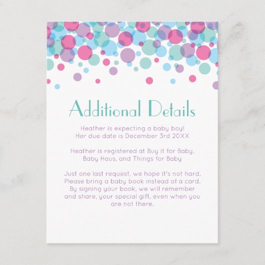 赤ちゃんシャワーポップ・アートの水玉模様 エンクロージャーカード (正面)