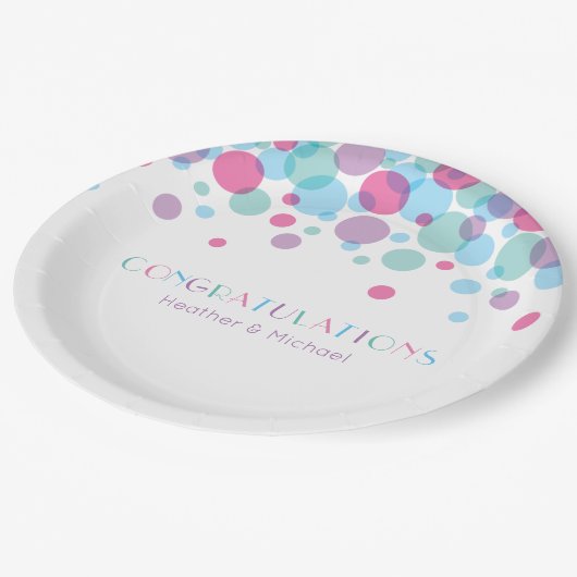 赤ちゃんシャワーポップ・アートの水玉模様 ペーパープレート (アングル)