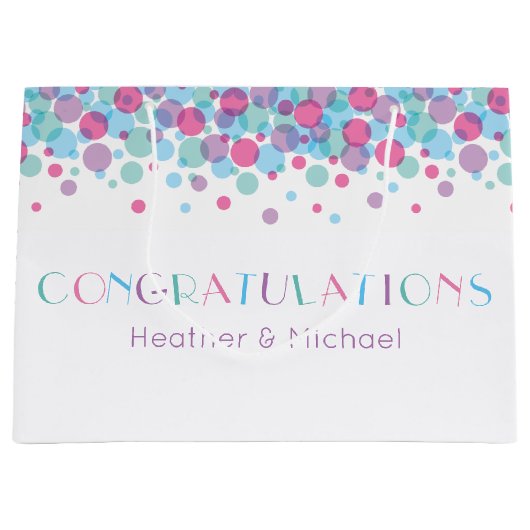 赤ちゃんシャワーポップ・アートの水玉模様 ラージペーパーバッグ (正面)