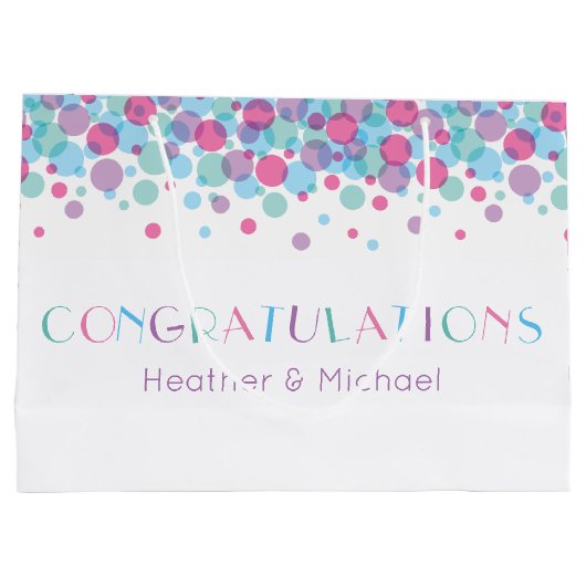 赤ちゃんシャワーポップ・アートの水玉模様 ラージペーパーバッグ (裏面)