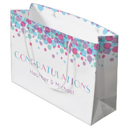 赤ちゃんシャワーポップ・アートの水玉模様 ラージペーパーバッグ