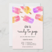 赤ちゃんシャワーポップ・アートの準備ピンクのポスクル 招待状 (正面)