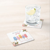 赤ちゃんシャワーポップ・アートの準備ポプシクル スクエアペーパーコースター (インサイチュ)