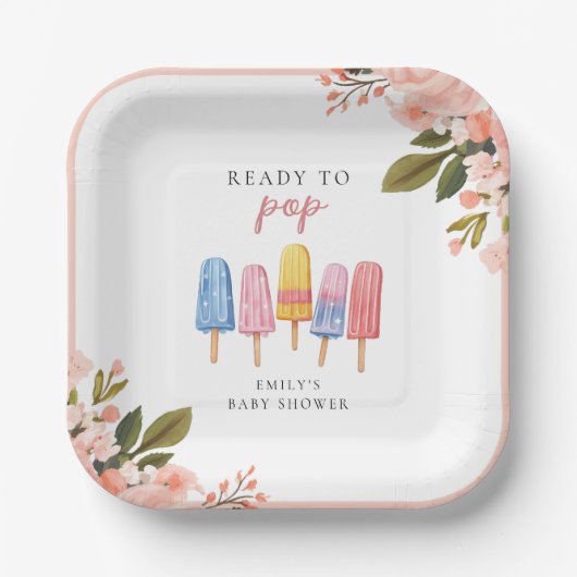 赤ちゃんシャワーポップ・アートの準備ポプシクル ペーパープレート (正面)
