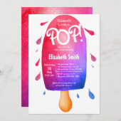 赤ちゃんシャワーポップ・アートの準備男女兼用水の色 招待状 (正面/裏面)