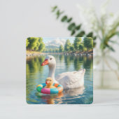 赤ちゃんシャワーマザーホワイトアヒルとアヒル 招待状 (スタンド正面)