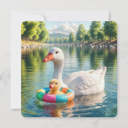 赤ちゃんシャワーマザーホワイトアヒルとアヒル 招待状 (正面)