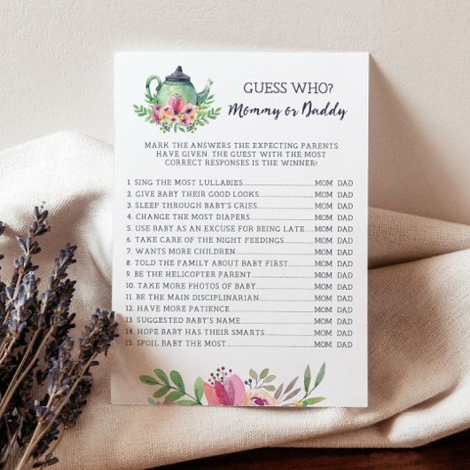 赤ちゃんシャワーママまたはパパのゲームカード 招待状