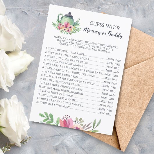 赤ちゃんシャワーママまたはパパのゲームカード 招待状