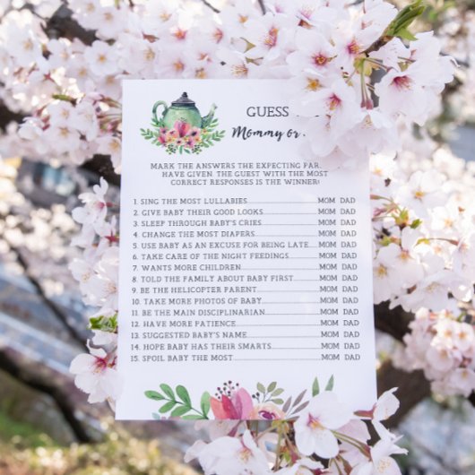 赤ちゃんシャワーママまたはパパのゲームカード 招待状