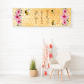 赤ちゃんシャワーママbee pink yellowハニカム 横断幕 (インサイチュ)