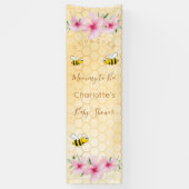 赤ちゃんシャワーママbee pink yellowハニカム 横断幕 (縦)