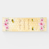 赤ちゃんシャワーママbee pink yellowハニカム 横断幕 (横)