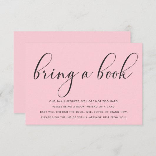 赤ちゃんシャワーミニマリスト持って来る本の挿入カード 招待状 (正面/裏面)