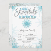 赤ちゃんシャワーミントの途中に少し雪の結晶がある 招待状 (正面/裏面)
