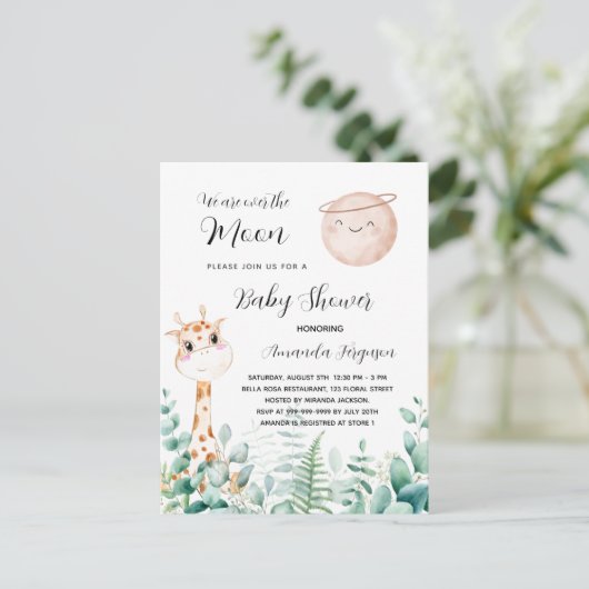赤ちゃんシャワームーンキリンeucalyptus woodland インビテーションポストカード (スタンド正面)