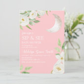 赤ちゃんシャワームーンホワイトフローラピンクsip参照 招待状 (スタンド正面)