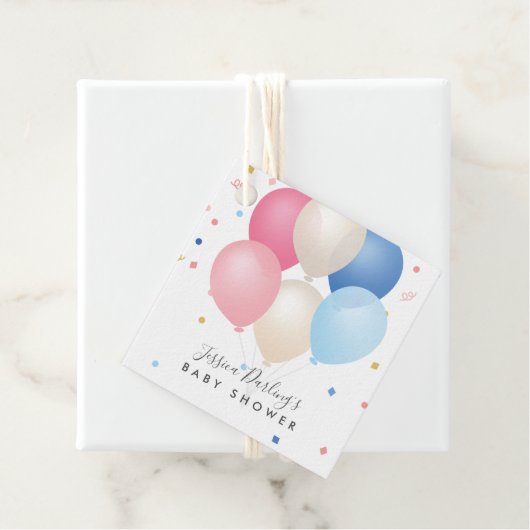 赤ちゃんシャワーメッセージカードピンクとブルーとバルーン フェイバータグ (インサイチュ)
