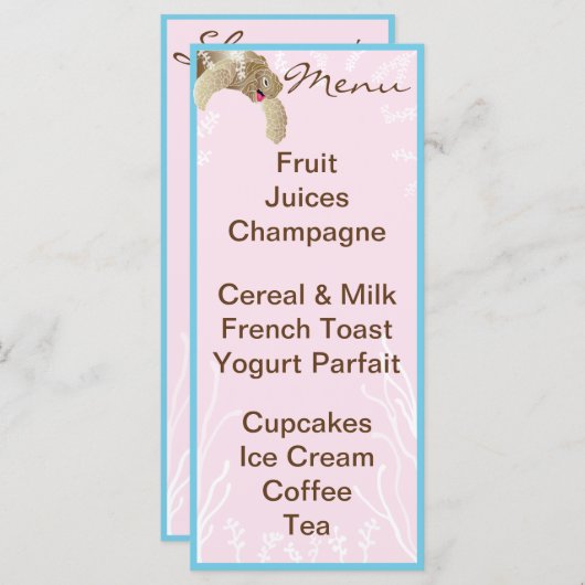 赤ちゃんシャワーメニュー「ピンクカメ」 メニュー (正面/裏面)
