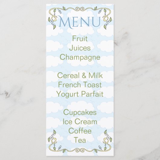 赤ちゃんシャワーメニュー「天空の城/黄色」 メニュー (正面)