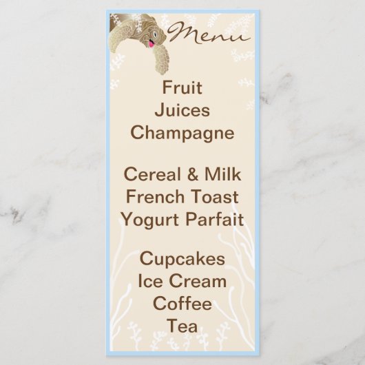 赤ちゃんシャワーメニュー「BlueTurtle」 メニュー (正面)