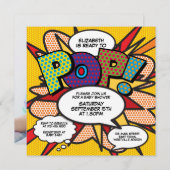 赤ちゃんシャワーモダンおもしろい撮影ポップ・アートの準備完了 招待状 (正面/裏面)