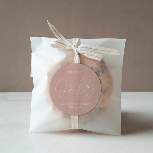 赤ちゃんシャワーモダンガーリー赤面ピンクエレガント ラウンドシール