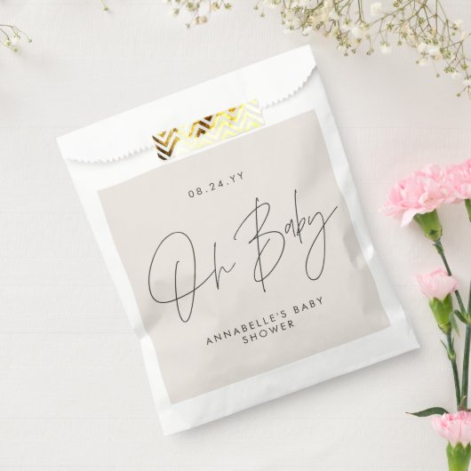 赤ちゃんシャワーモダンスはっきりしたクリームブラックゲスト フェイバーバッグ (封をした状態)