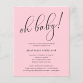 赤ちゃんシャワーモダンスクリプト赤面ピンク チラシ (正面)