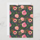 赤ちゃんシャワーモダンフローラ黒板羽 招待状 (裏面)