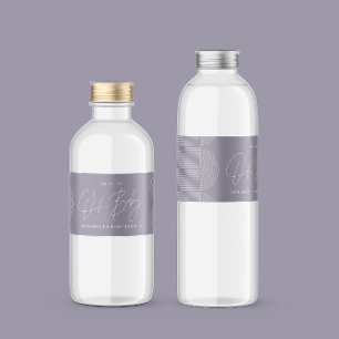 赤ちゃんシャワーモダン薄紫紫エレガント ペットボトルラベル