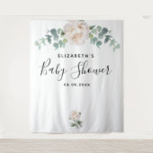 赤ちゃんシャワーユーカリの緑の白エレガント色 タペストリー (正面)