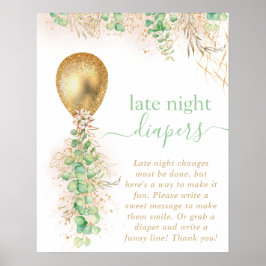 赤ちゃんシャワーユーカリ気球の深夜おむつ ポスター