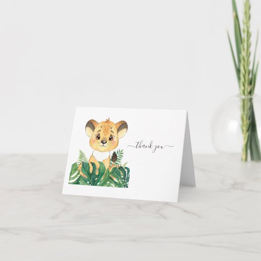 赤ちゃんシャワーライオンジャングルウォーターカラーカード カード (正面)