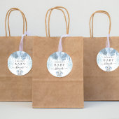 赤ちゃんシャワーライトブルーグリッターかわいい象の少年 ラウンドシール