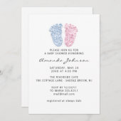 赤ちゃんシャワーライトブルーピンク足グリッターボーイガール 招待状 (正面/裏面)