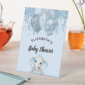 赤ちゃんシャワーライトブルー象の男の子バルーン 台座サイン (インサイチュ)